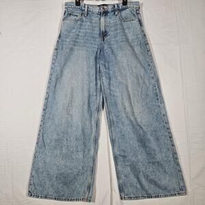 Gap Baggy Jeans Womens 6/28L 32x30 Light Wash Wide Leg High Rise Denim